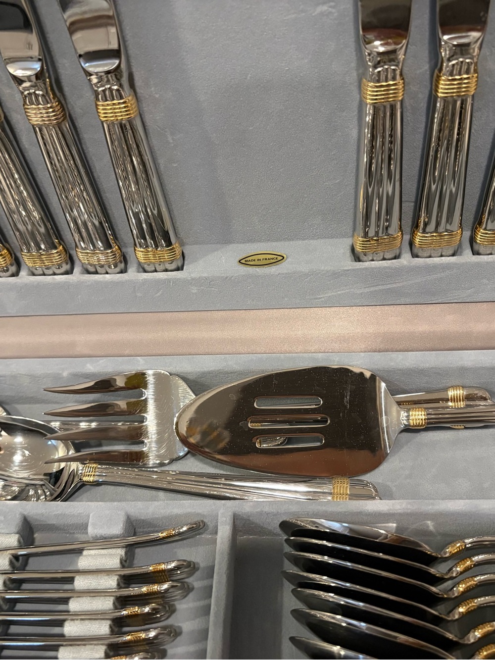 Stainless Steel Gold Accent Flatware Set - Silver & Gold